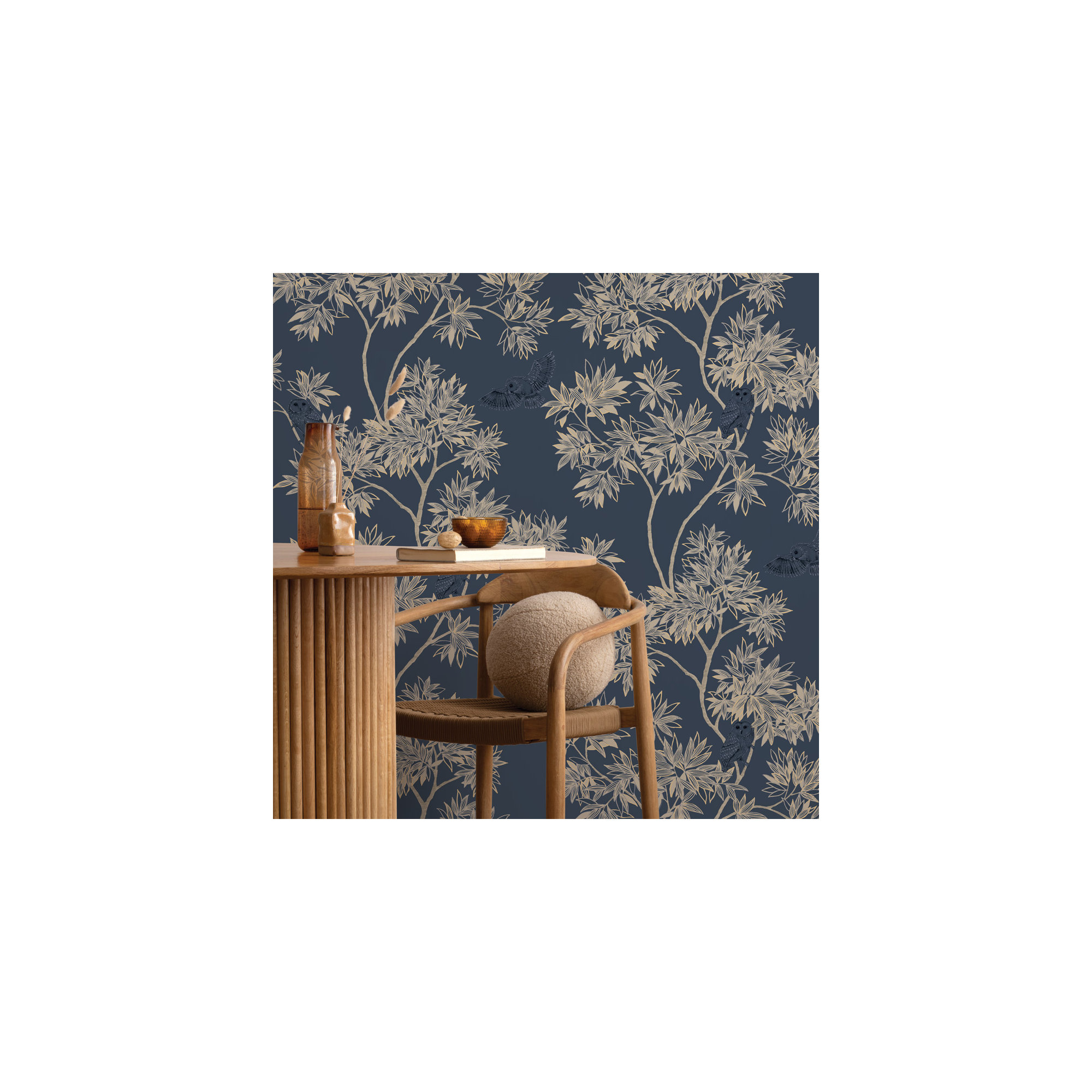 Shanieka Floral Wallpaper, Indigo Navy