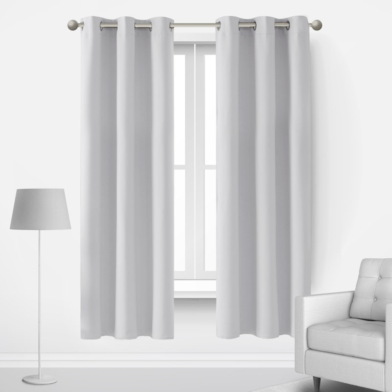 Lompoc Room Darkening Grommet Curtain Panels, Light Grayish White, 42" W x 72" L