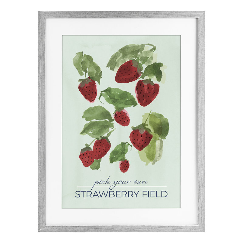 «Strawberry Field Pick Your propre», reproduction encadrée sous verre, conception de Lucille Price, H 23 po x l 17 po