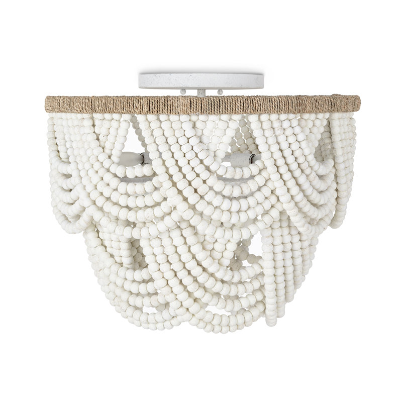 Plafonnier encastré en perles de bois Ombre, Blanc/naturel, Blanc