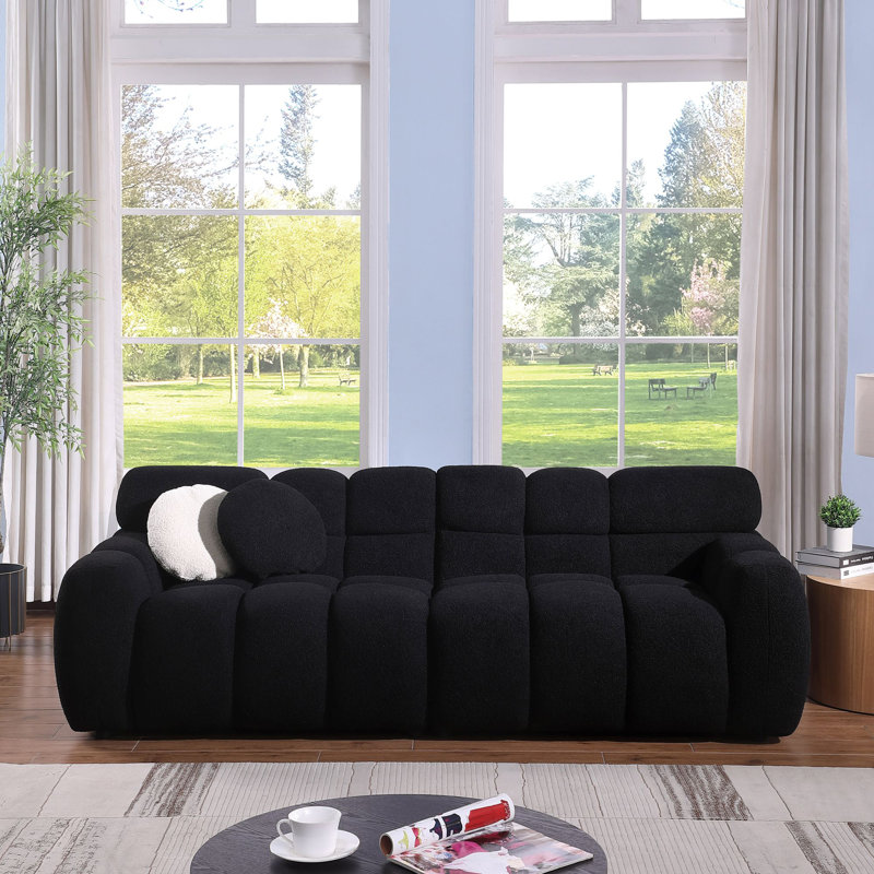 Canapé rembourré 86,5 po Daviya, H 28 po x l 86,5 po x P 36 po, Black