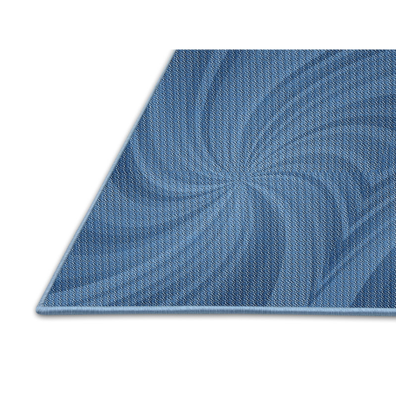 Tapis bleu/blanc à motifs, Rectangle 8 pi x 10 pi