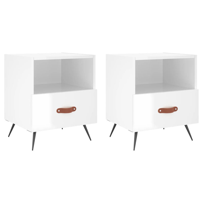 Capodanno 40cm W Manufactured Wood Bedside Table, High Gloss White