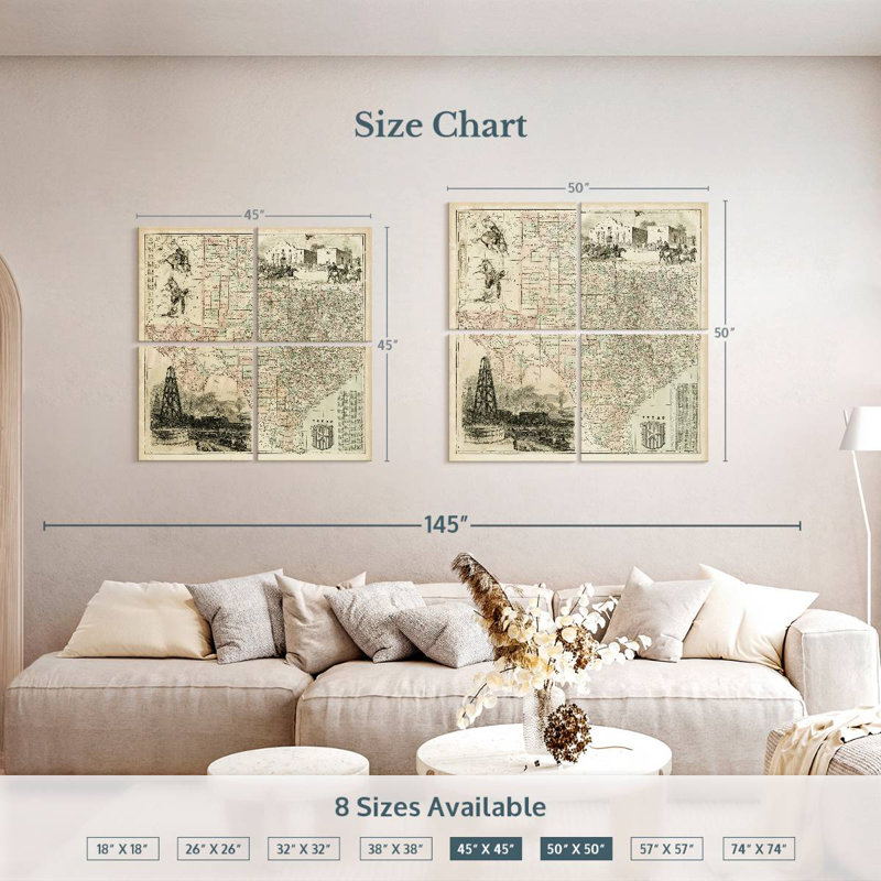 Aliaz Map Of Texas, 45'' H x 45'' W