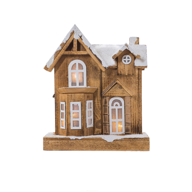 Maison à DEL scintillante Smokey / bois blanc classique