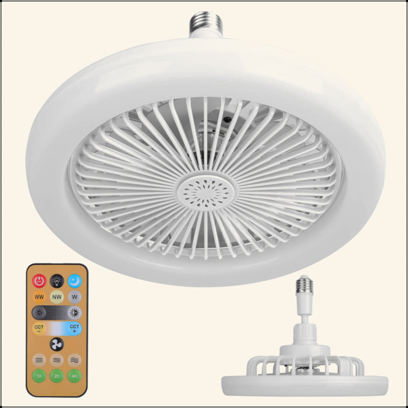 Ventilateur de plafond avec lumières Télécommande à douille E44 9,44 po avec gradateur à intensité variable et fonction de minuterie à 3 vitesses