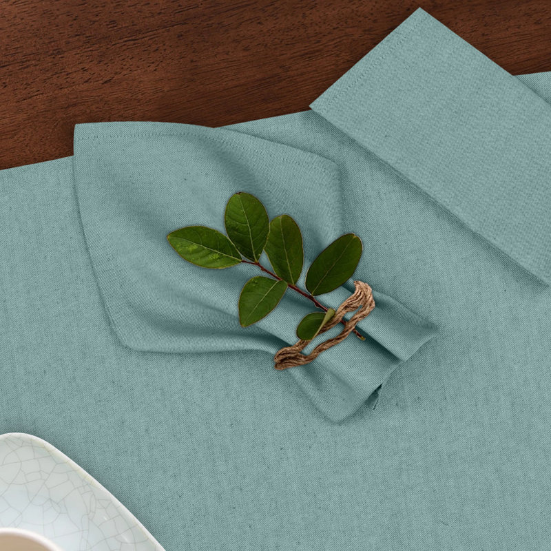 Poly Cotton Square Cloth Napkins Chambray Fabric, Teal