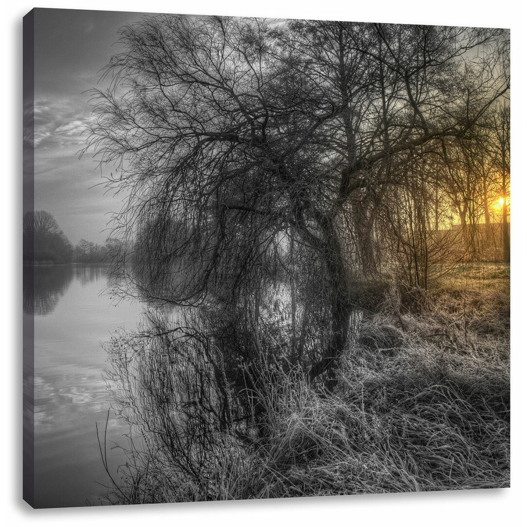 Leinwandbild Herbstliche Landschaft im Morgengrauen