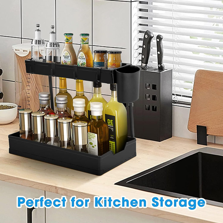 Adjustable Plastic Under Sink Organizer Naiyafly