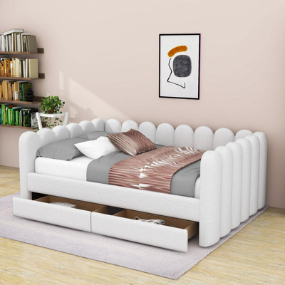 Queen 2 Drawers Storage Included Daybed with Slats