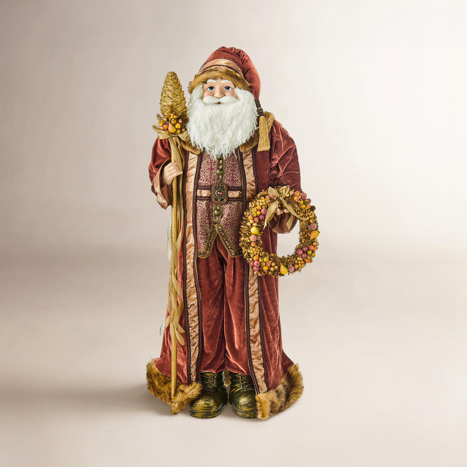 48" Shelli Santa With Pinecone Staff