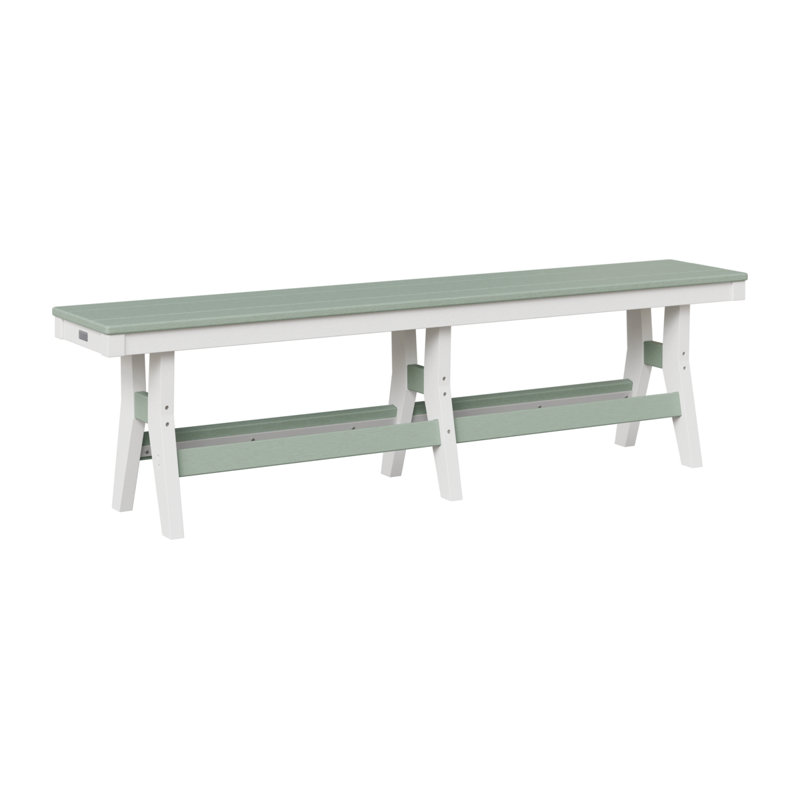 Harbor Outdoor Dining Bench, 18" H x 66" W x 12.5" D, Sage/White