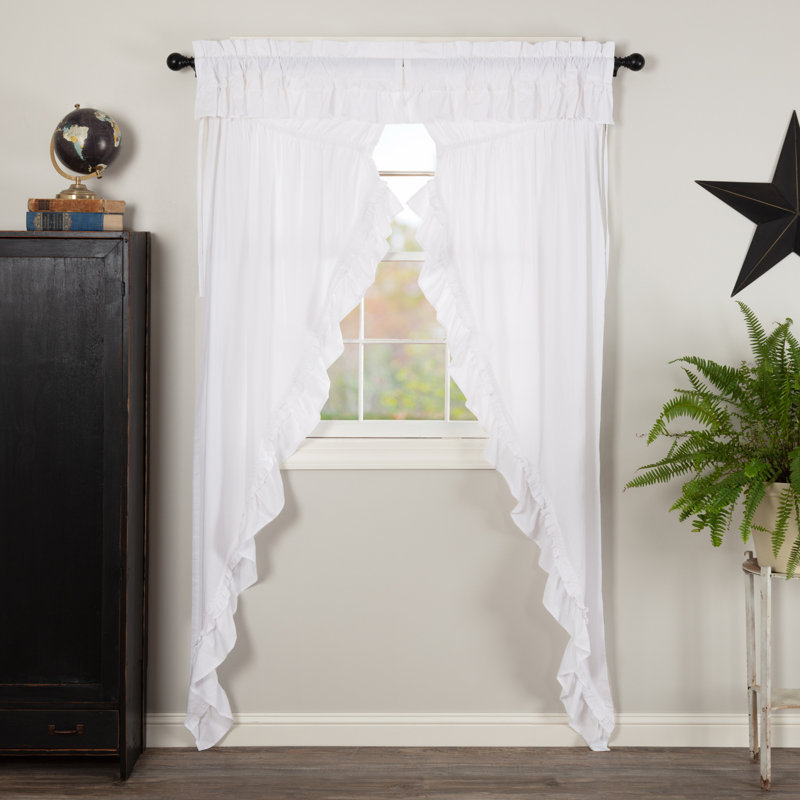 Chayne 100% Cotton Semi Sheer Pair, Soft White, 36" W x 84" L