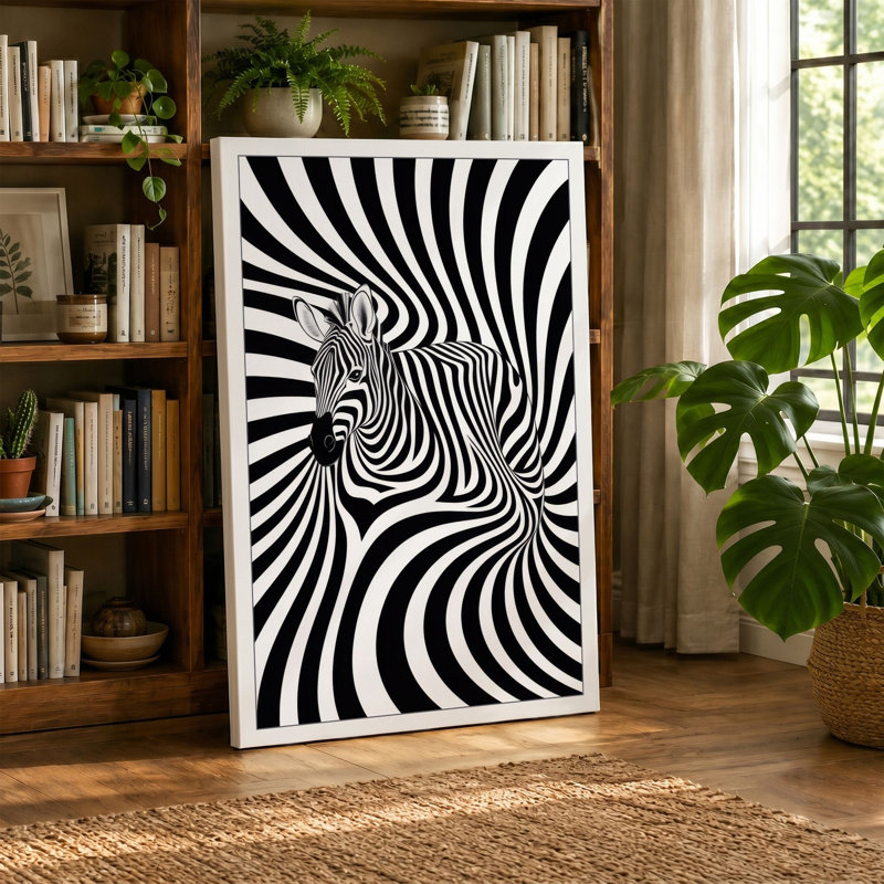 Zebra In Motion Abstract - Print, 30x20 - 76.2 x 50.8 cm, Black Border