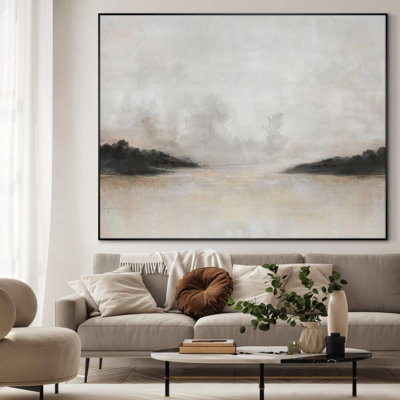 «Misty Minimalist Nature Landscape Illustration Extra Large», reproduction d'art encadrée (assemblage requis)