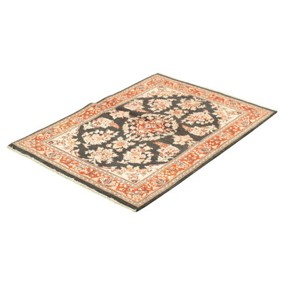 Tapis de bois one-of-kind-noué la 2010 chobi noir/rouge/ivoire 4 pi 2 po x 6 pi zone de laine 5 po Baylie