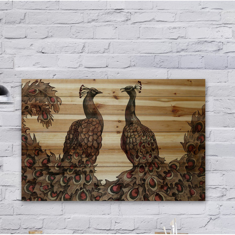 « peacock partner bold i », impression sur bois, H 8 po x l 12 po