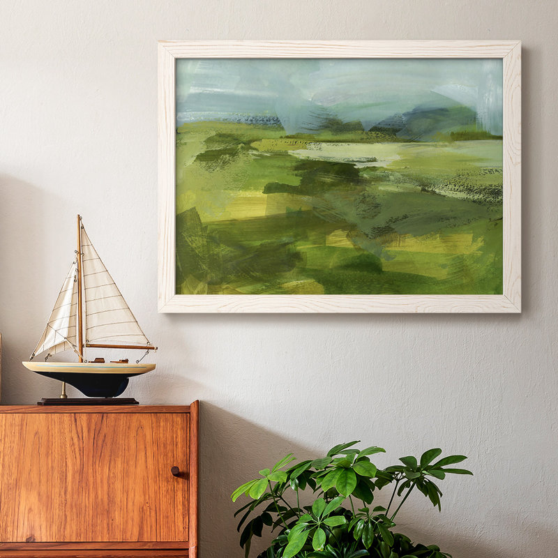 Emerald View IV - Single Picture Frame Print on Canvas, White Framed, 18" H x 26" W x 1.5" D