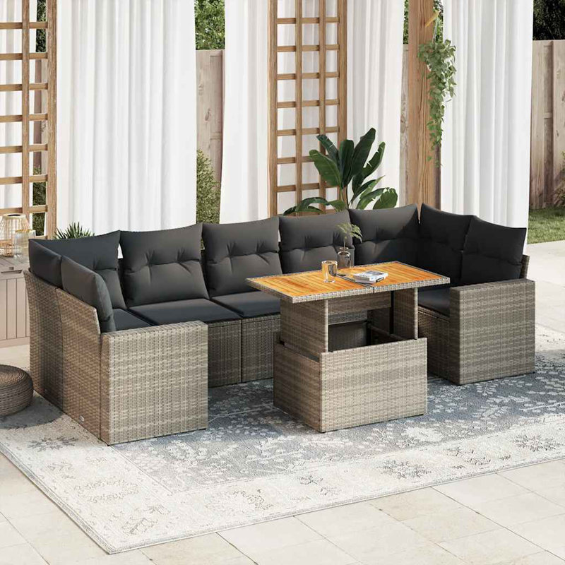  Ensemble de canapé de jardin modulaire en rotin PE gris, Gris