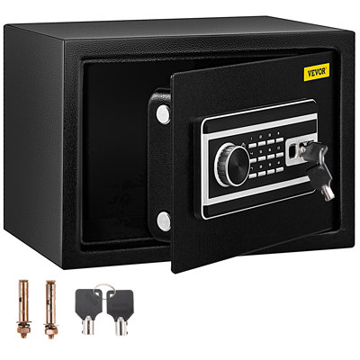 Coffre-fort de 0,8 pi³ (22,7 L) avec empreinte digitale, 2 clés et clavier numérique, en acier Q235, idéal pour ranger argent liquide, montres, bijoux, pistolets et documents à la maison, au bureau ou à l'hôtel.