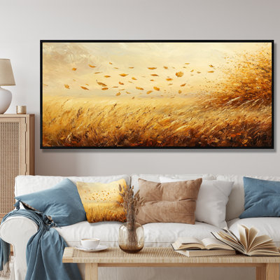 Autumn Windy Prairie Leaves II - feuilles, art mural