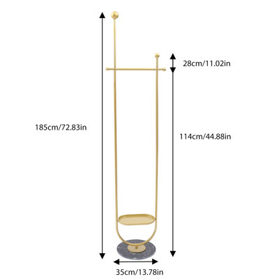 Gold Coat Rack 73 in Freestanding Garment Rack with Shelf for Bedroom Entryway Boutique