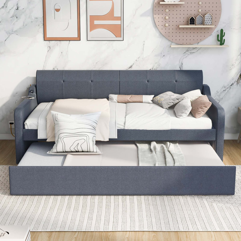 Gelbert Daybed with Trundle, Twin, Gray