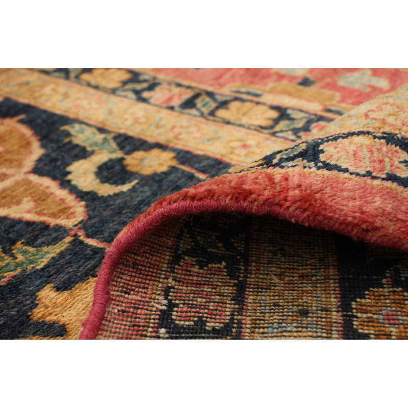 Tapis décoratif en laine rouge de conception unique 10 pi 1 po x 14 pi noué à la main New Age