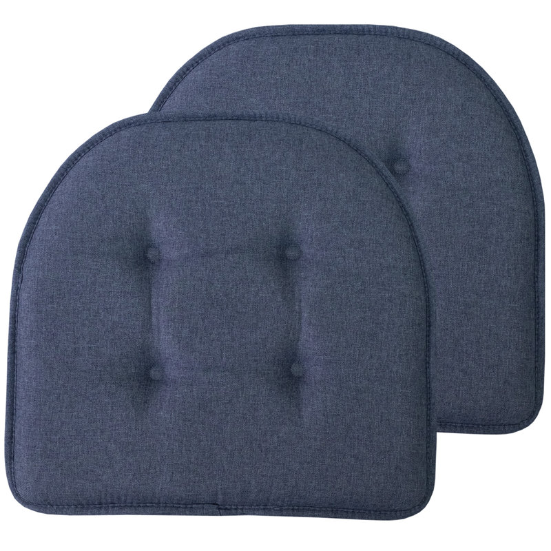 Solid U-Shaped Non-Slip Indoor Chair Cushion, Denim, 2