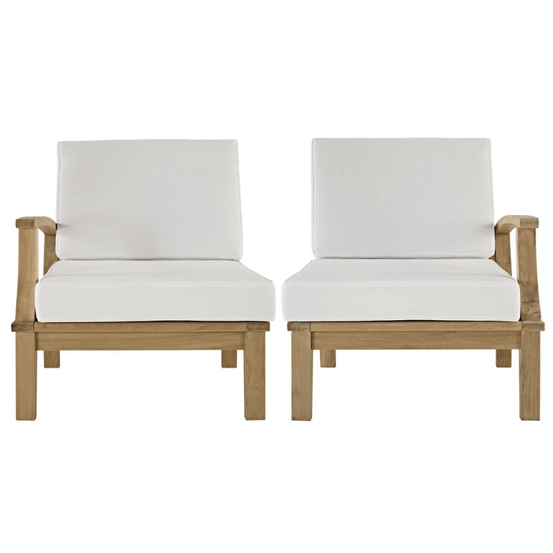 Aleana 2 Piece Outdoor Patio Teak Set In Natural White