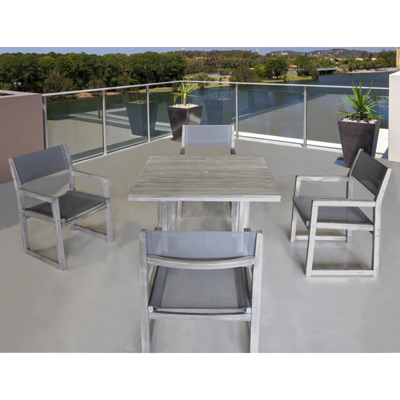 Jessica Square Teak Outdoor Dining Table With Umbrella Hole , 39'' in. W 39'' in. D