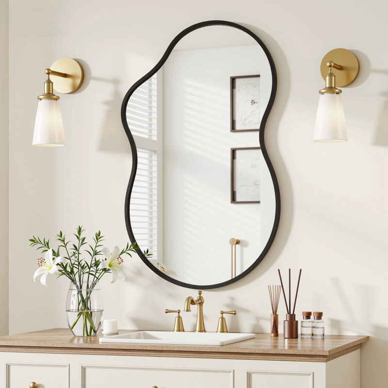 Lunara Asymmetrical Irregular Mirror, Decorative Accent Cloud Shaped Wall Mirror with HD Glass, 20" x 32"