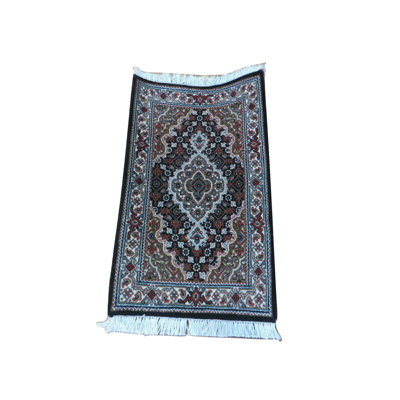 Tapis noir / rouge noué à la main de conception unique 1 pi 3 po x 2 pi 1 po Harrogate