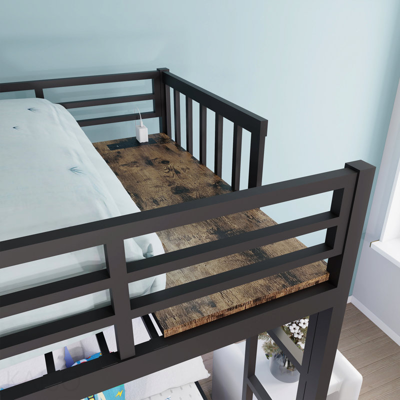 Triple lit superposé pour enfants, 3 lits superposés pour 3 personnes, lits superposés en métal triple, se sépare en 3 lits simples, structure à bruit réduit, noir