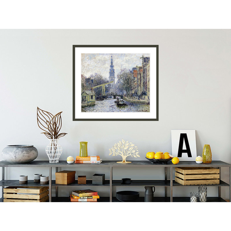 Canal Amsterdam par Claude Monet, impression giclée sur cadre, 33.5" H x 37.94" W
