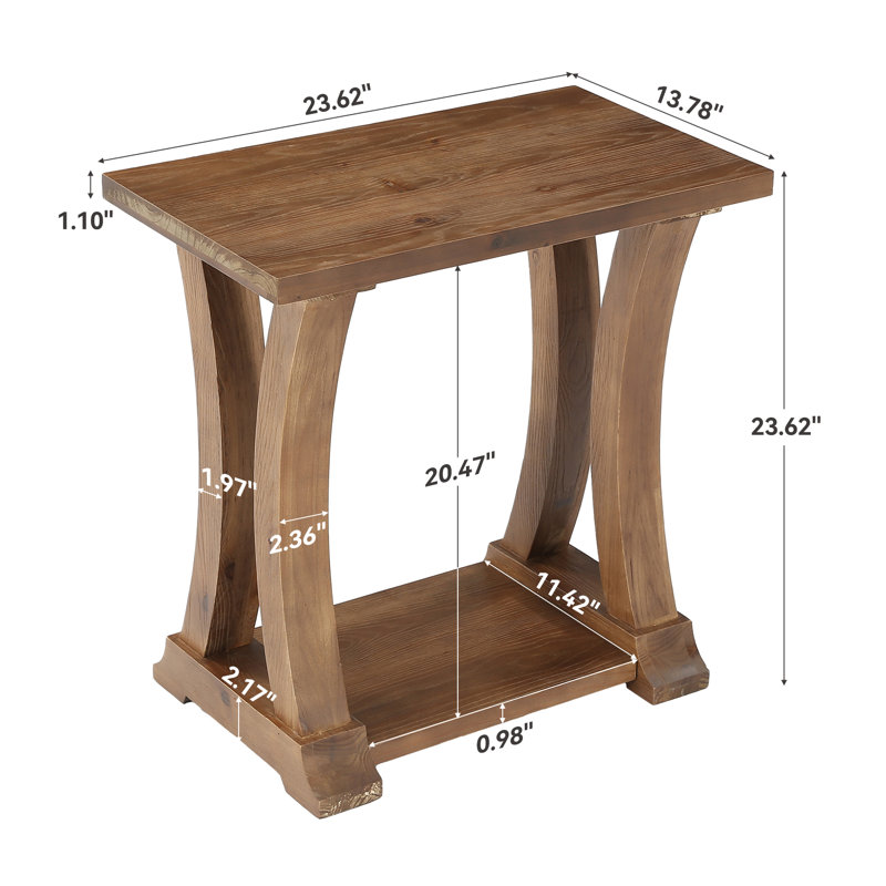 Solid Wood End Table, 2-Tier Sofa Side Table, Individual