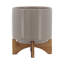 Ceramic Planter with Bamboo Stand - Modern Plant Pot with Elevated Base for Indoor Use-2016597958-2016597977-2016597956