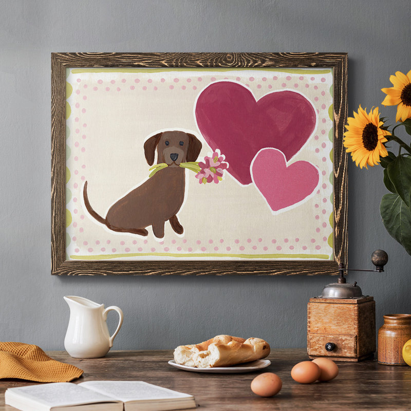 Dachshund Delight Collection, peinture sur toile encadrée, Noyer, H 26 po x l 38 po x P 1,5 po
