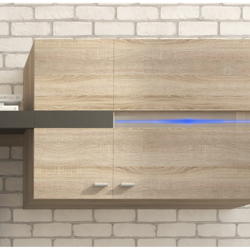 Soundwell TV Stand for TVs up to 48", Oak/Grey
