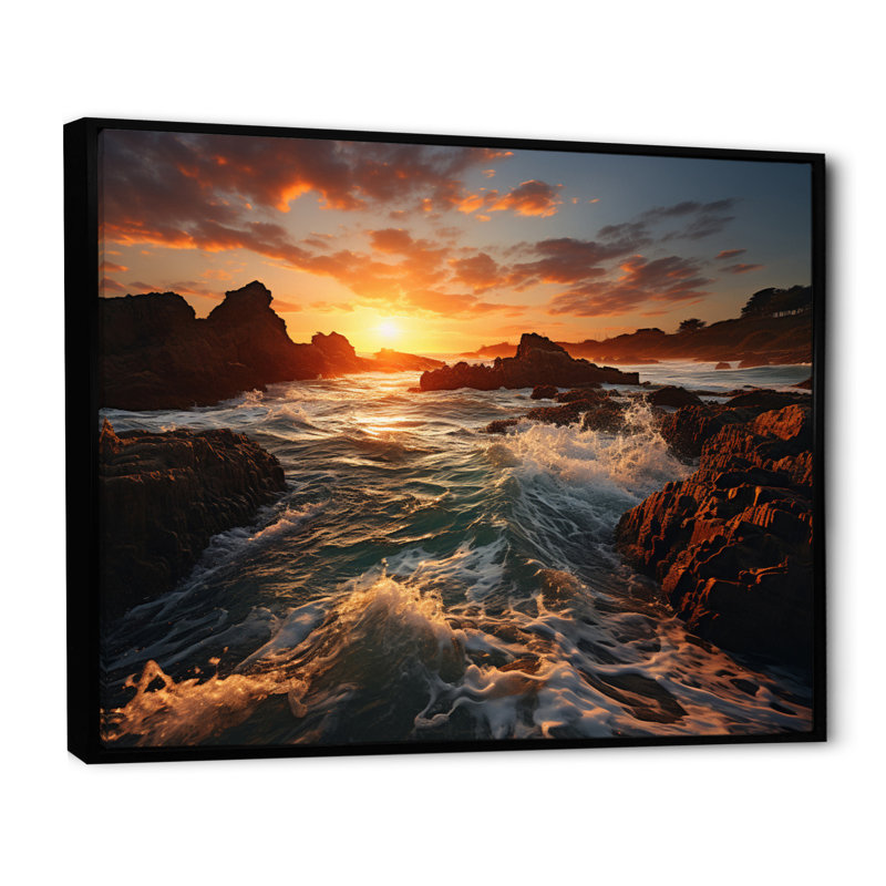Golden Sands A Mesmerizing I - Landscapes Canvas Art Print, H 24 po x l 32 po x P 1 po, Cadre flottant noir