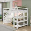 Lit mezzanine en bois avec tablettes, garde-robe et lumière DEL-300893127