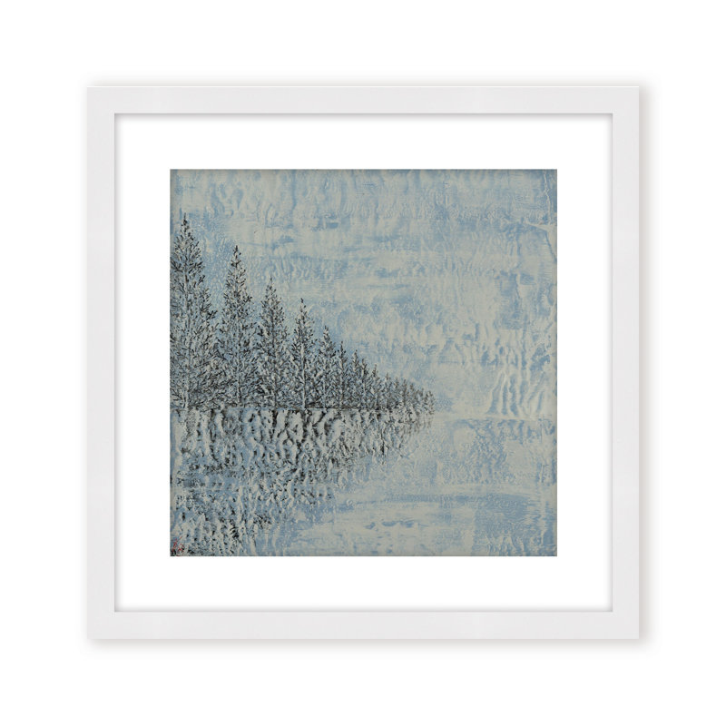 Nature Inspired "Frozen Serenity" Canvas Wall Art By , 20" H x 20" W, Black, Framed Matted Print