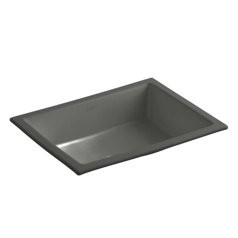 Verticyl Rectangular Undermount Bathroom Sink with Overflow, Thunder Gray