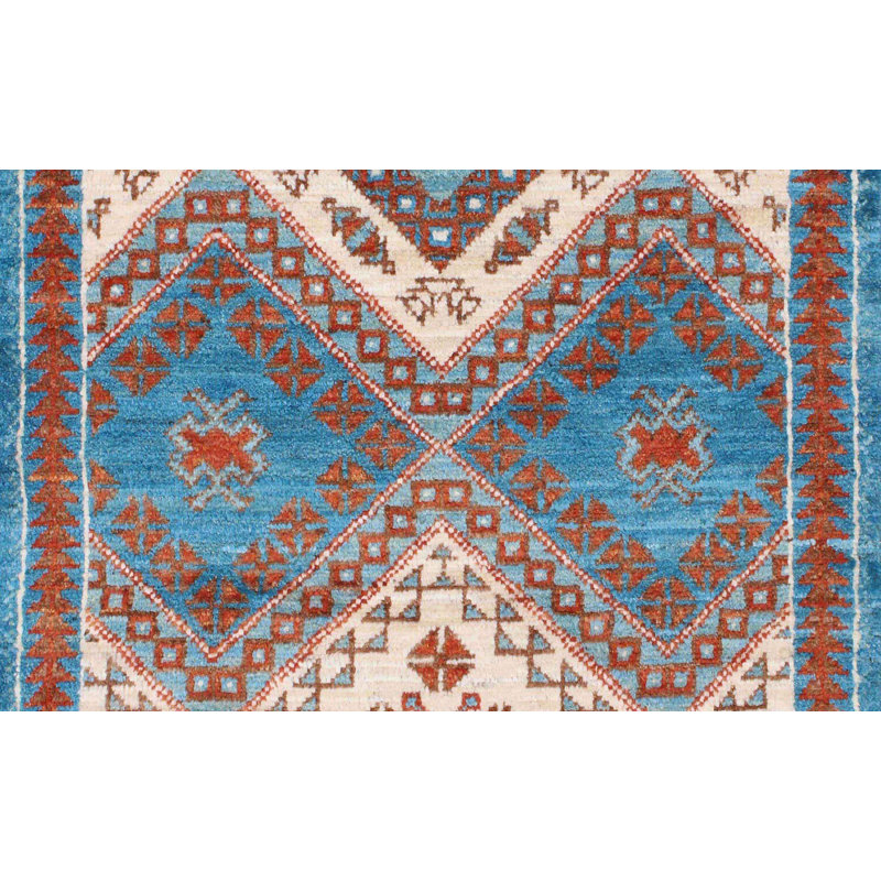 Geometric Hand Knotted Area Rug, Rectangle 119 x 185cm