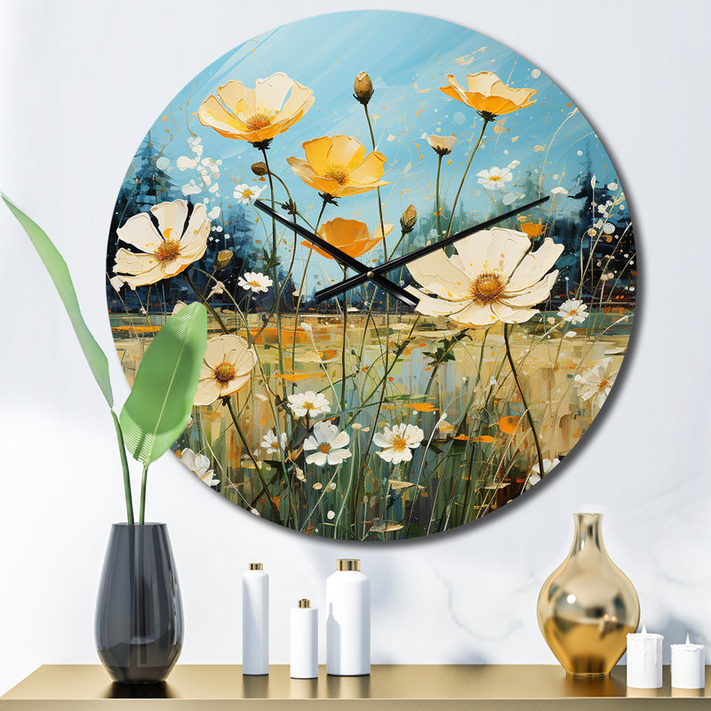 Horloge murale jaune et jaune Buttercups Buttercup Meadow, Petit