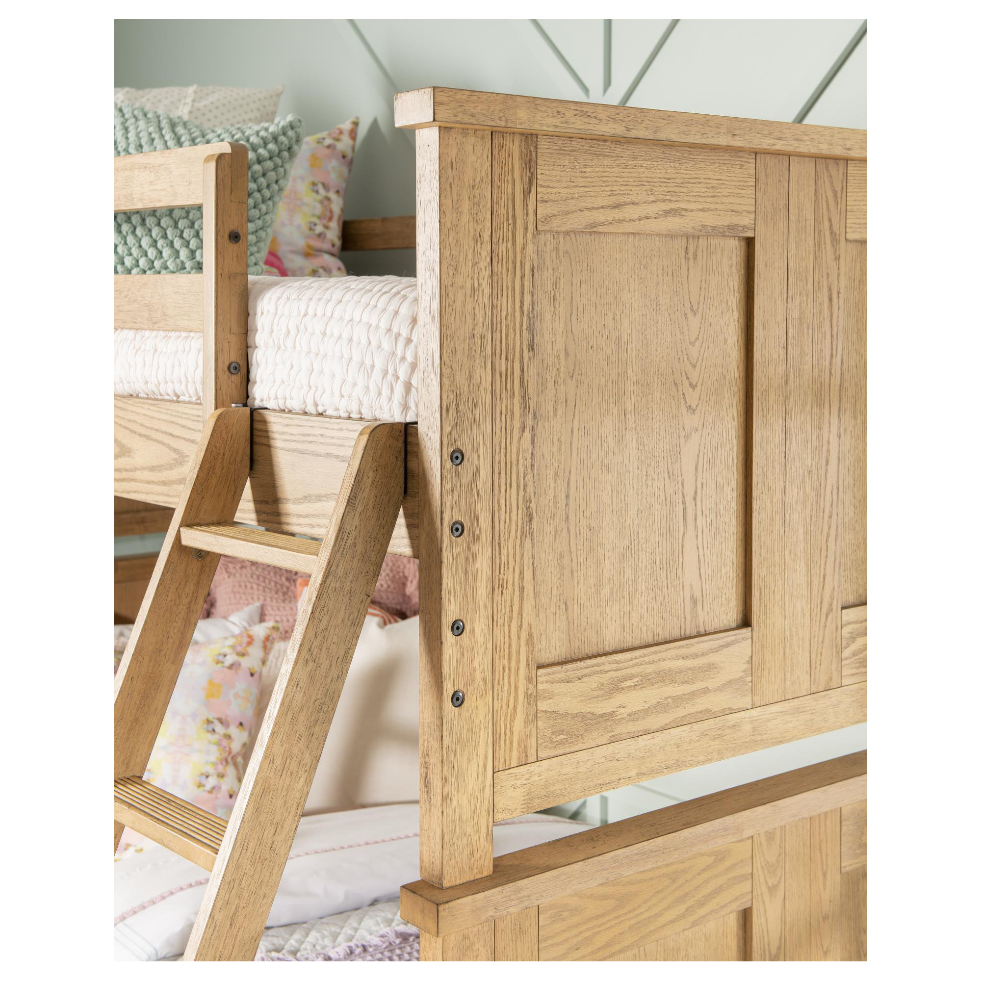 Today's Traditions Bunk Bed With Ladder, Hickory, Twin Over Full