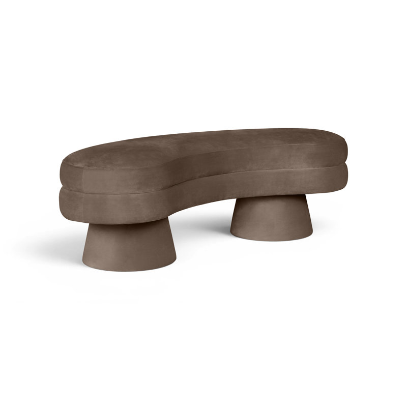 Banc rembourré en velours brun Zenna, Velours brun