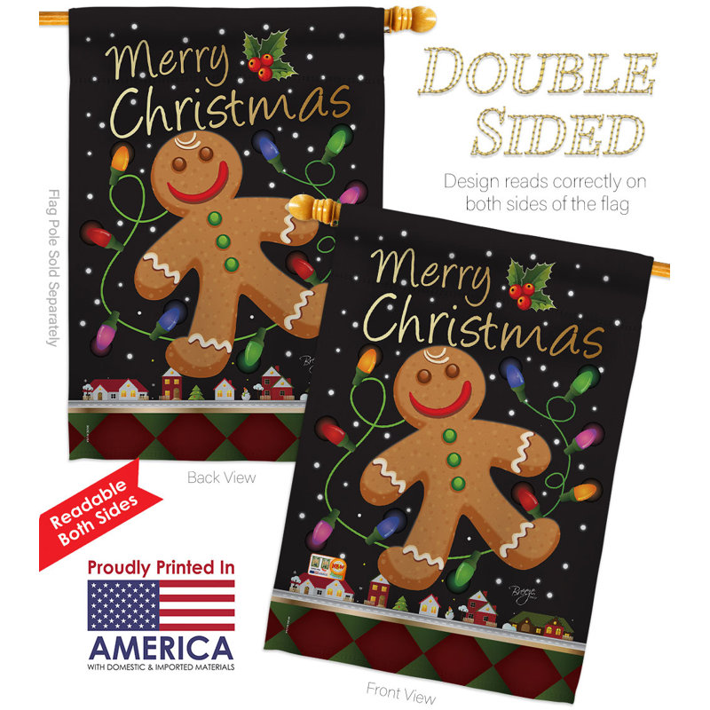 Double Sided 40'' H x 28'' W Polyester Christmas House Flag