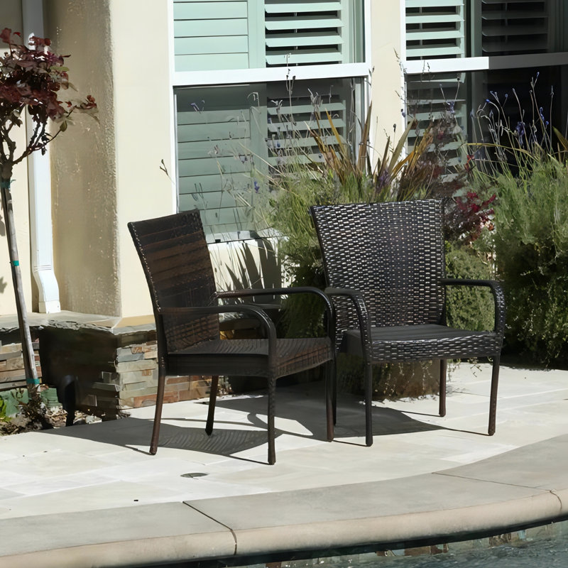 Chaise transitionnelle d'extérieur 3 pièces, empilable, brun