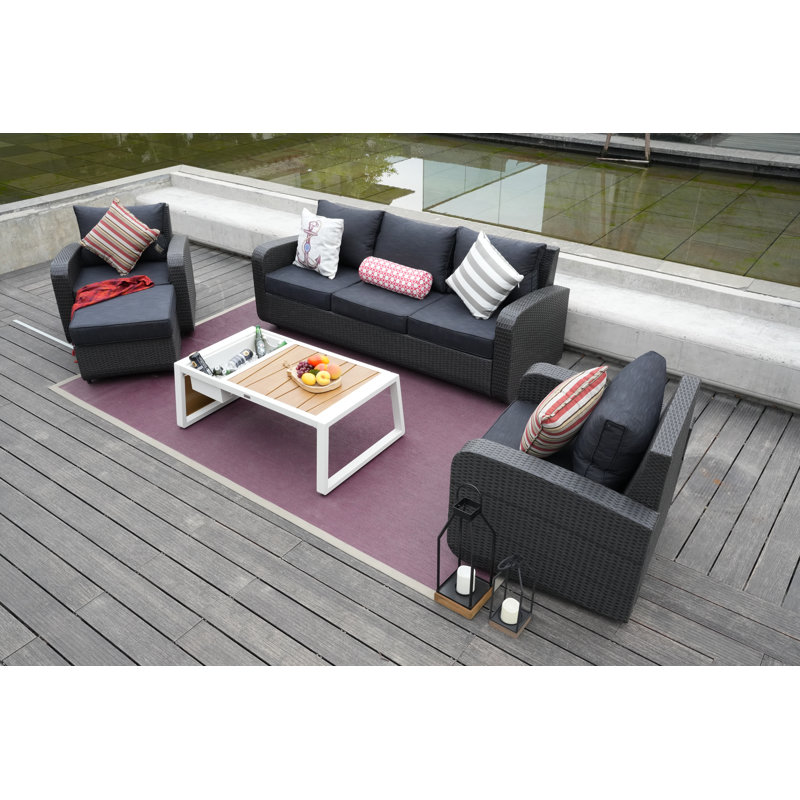 5 - Person Patio Conversation Set with Cushions, White